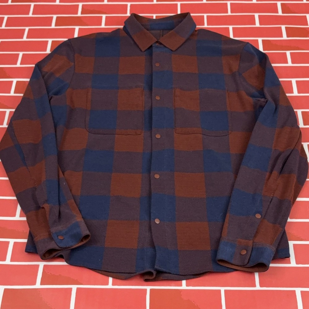 lululemon Mason Peak Flannel Shirt Men's Long Sleeve Blue Plaid Cotton Blend